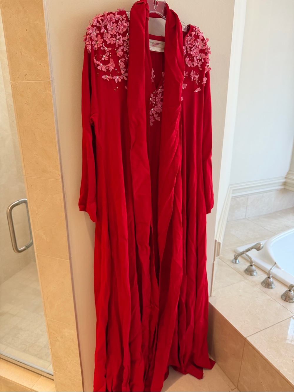 Carolina Herrera Red Embellished Long Dress